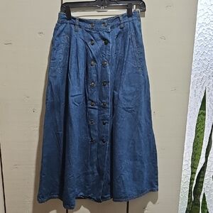 Vintage Gloria Vanderbilt Indigo A-Line Full Skirt